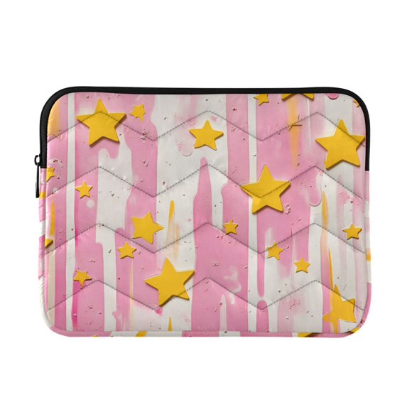 FORMRS 13"-13.3" Laptop Sleeve Protective Case Soft Carrying Quilted Computer Bag Cover, Flat Yellow Stars