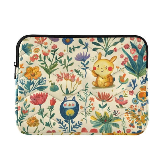 FORMRS 13"-13.3" Laptop Sleeve Protective Case Soft Carrying Quilted Computer Bag Cover, Floral Animals