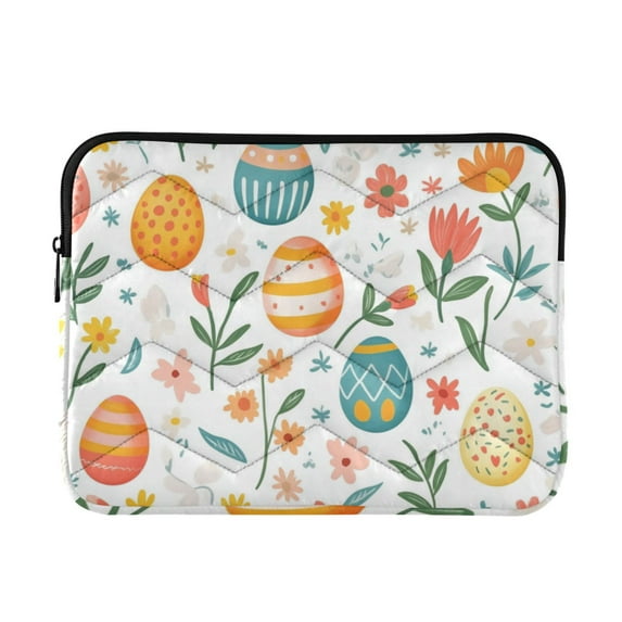 FORMRS 13-13.3 inch Laptop Sleeve Case Soft Carrying Quilted Computer Bag Cover, Floral Easter Eggs