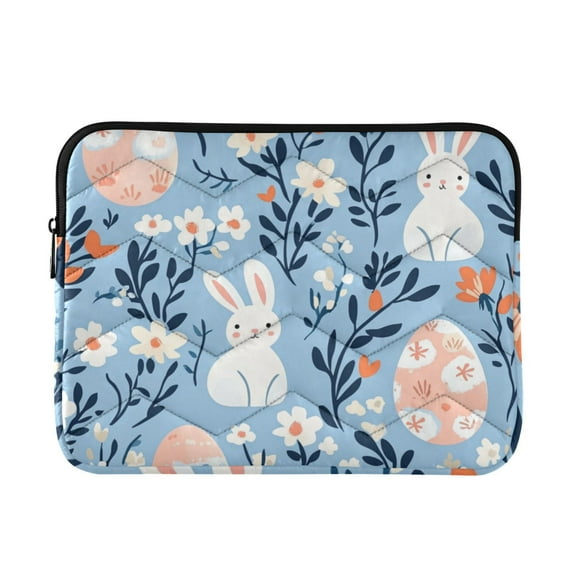 FORMRS 13"-13.3" Laptop Sleeve Protective Case Soft Carrying Quilted Computer Bag Cover, Floral Easter Rabbits