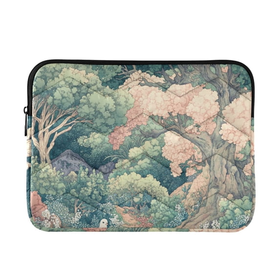 FORMRS 13"-13.3" Laptop Sleeve Protective Case Soft Carrying Quilted Computer Bag Cover, Floral Forest Pattern