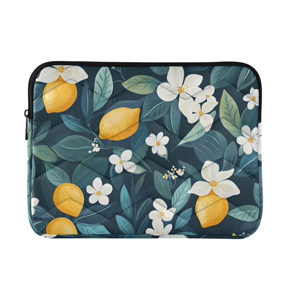 FORMRS 13"-13.3" Laptop Sleeve Protective Case Soft Carrying Quilted Computer Bag Cover, Floral Lemon