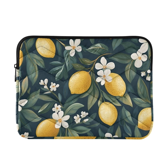 FORMRS 13-13.3 inch Laptop Sleeve Case Soft Carrying Quilted Computer Bag Cover, Floral Lemons