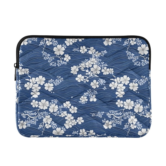 FORMRS 13-13.3 inch Laptop Sleeve Case Soft Carrying Quilted Computer Bag Cover, Floral Ocean Waves