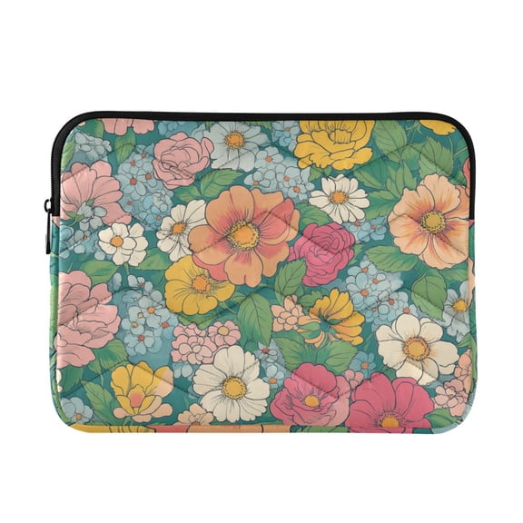 FORMRS 13-13.3 inch Laptop Sleeve Case Soft Carrying Quilted Computer Bag Cover, Floral Pattern