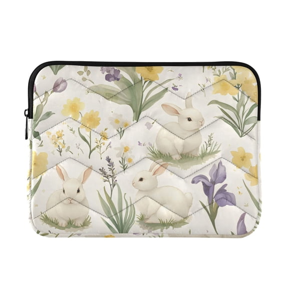 FORMRS 13-13.3 inch Laptop Sleeve Case Soft Carrying Quilted Computer Bag Cover, Floral Rabbit