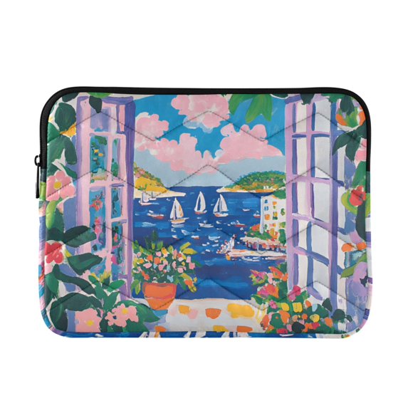 FORMRS 13-13.3 inch Laptop Sleeve Case Soft Carrying Quilted Computer Bag Cover, Floral Window