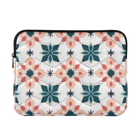 FORMRS 13-13.3 inch Laptop Sleeve Case Soft Carrying Quilted Computer Bag Cover, Flowers Geometric Pattern