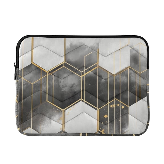 FORMRS 13-13.3 inch Laptop Sleeve Case Soft Carrying Quilted Computer Bag Cover, Gray Hexagons