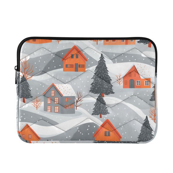 FORMRS 13-13.3 inch Laptop Sleeve Case Soft Carrying Quilted Computer Bag Cover, Gray Snow Houses