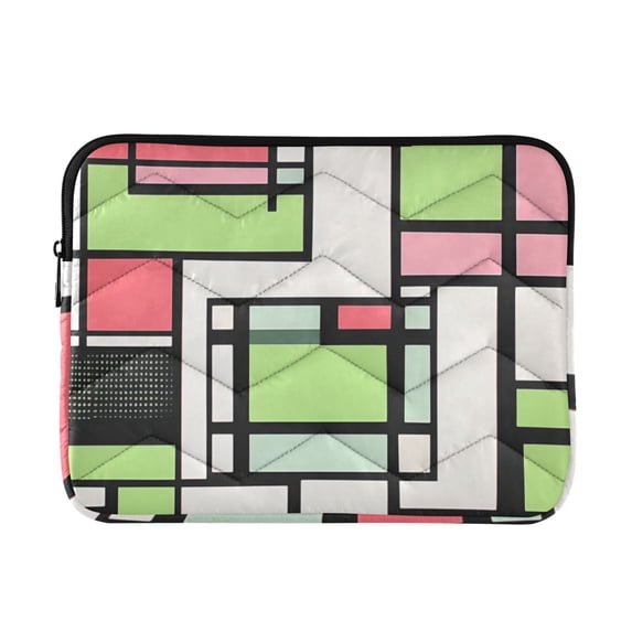 FORMRS 13-13.3 inch Laptop Sleeve Case Soft Carrying Quilted Computer Bag Cover, Green Abstract Geometric