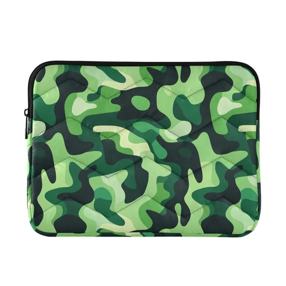 FORMRS 13"-13.3" Laptop Sleeve Protective Case Soft Carrying Quilted Computer Bag Cover, Green Camouflage Pattern
