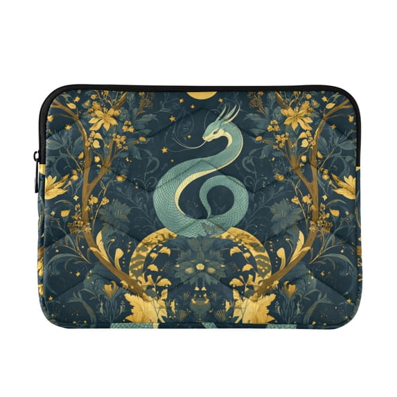 FORMRS 13-13.3 inch Laptop Sleeve Case Soft Carrying Quilted Computer Bag Cover, Green Celestial Serpent