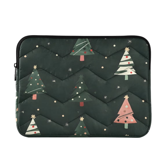FORMRS 13-13.3 inch Laptop Sleeve Case Soft Carrying Quilted Computer Bag Cover, Green Christmas Trees