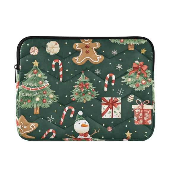 FORMRS 13"-13.3" Laptop Sleeve Protective Case Soft Carrying Quilted Computer Bag Cover, Green Christmas Trees