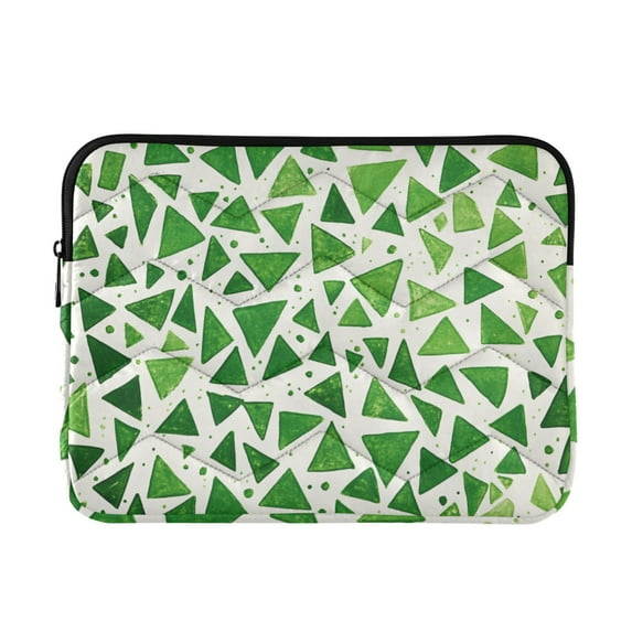 FORMRS 13"-13.3" Laptop Sleeve Protective Case Soft Carrying Quilted Computer Bag Cover, Green Dot Triangles Pattern