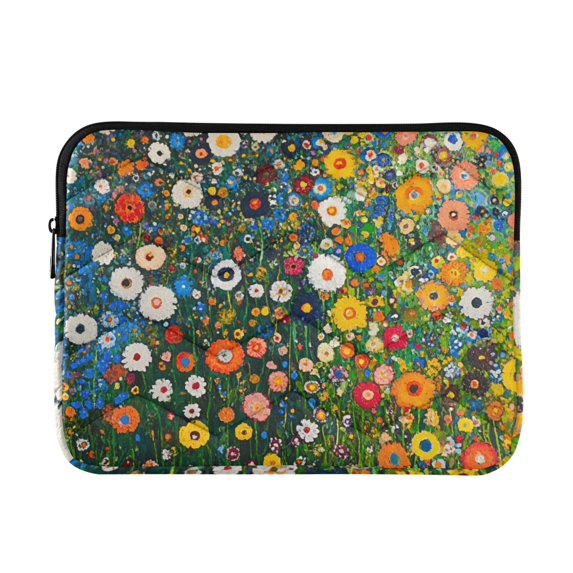 FORMRS 13-13.3 inch Laptop Sleeve Case Soft Carrying Quilted Computer Bag Cover, Green Floral Garden