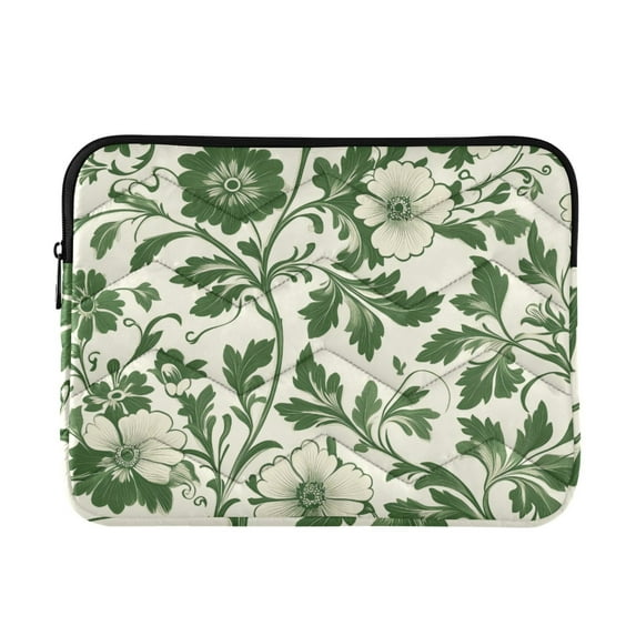 FORMRS 13-13.3 inch Laptop Sleeve Case Soft Carrying Quilted Computer Bag Cover, Green Floral