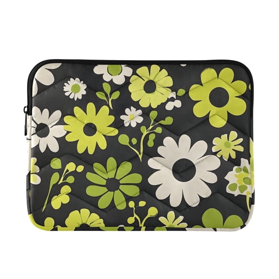FORMRS 13-13.3 inch Laptop Sleeve Case Soft Carrying Quilted Computer Bag Cover, Green Flower Pattern