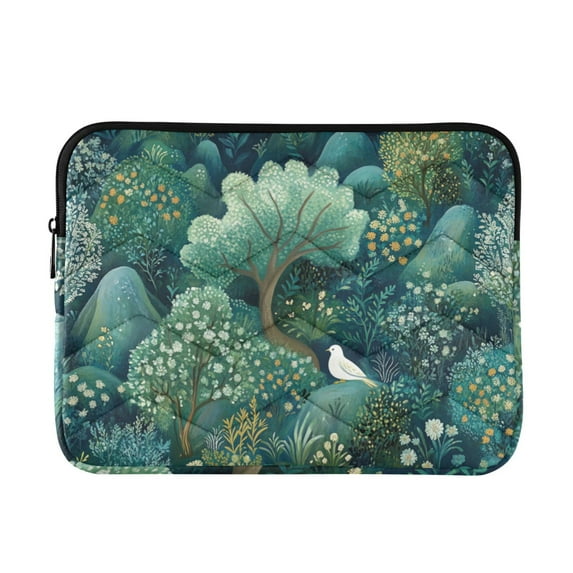 FORMRS 13"-13.3" Laptop Sleeve Protective Case Soft Carrying Quilted Computer Bag Cover, Green Forest Pattern