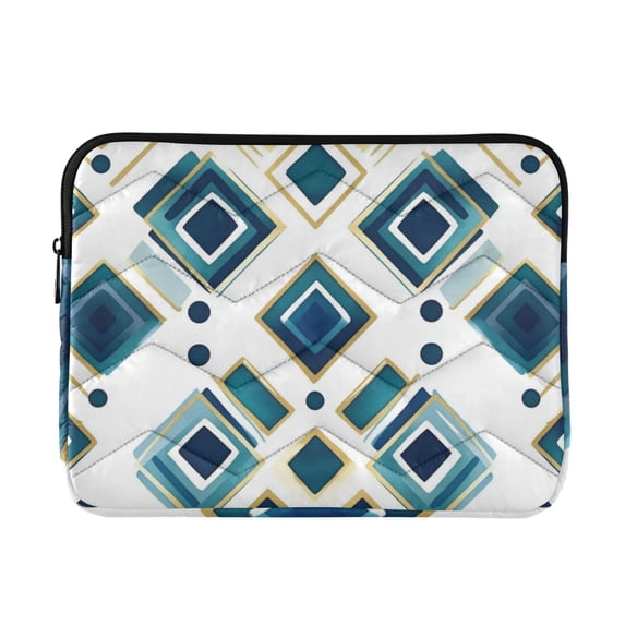 FORMRS 13"-13.3" Laptop Sleeve Protective Case Soft Carrying Quilted Computer Bag Cover, Green Geometric Pattern