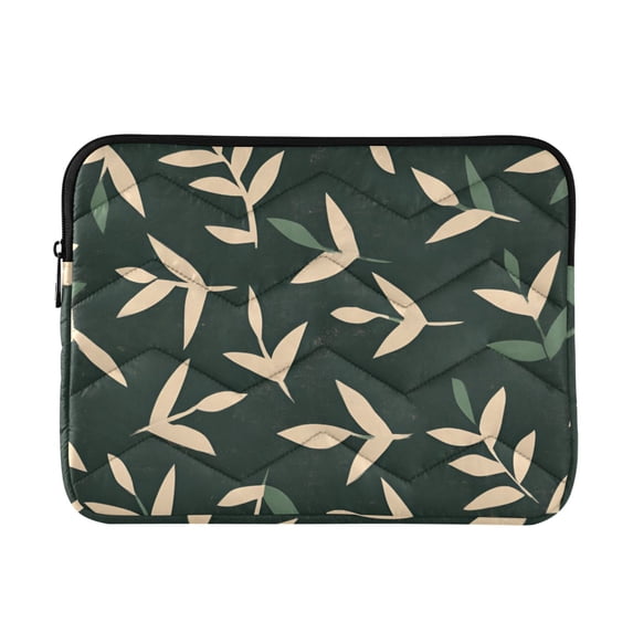 FORMRS 13-13.3 inch Laptop Sleeve Case Soft Carrying Quilted Computer Bag Cover, Green Leaves