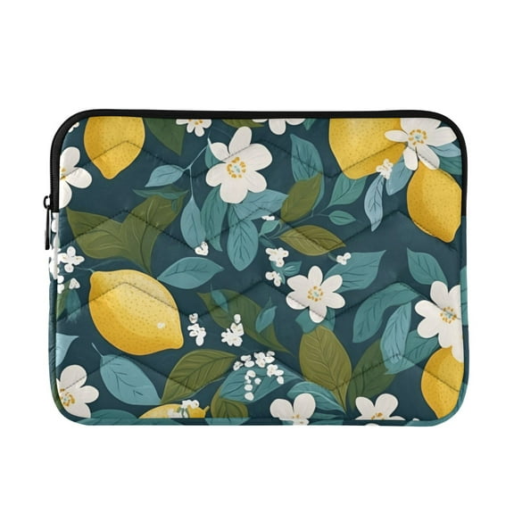 FORMRS 13-13.3 inch Laptop Sleeve Case Soft Carrying Quilted Computer Bag Cover, Green Lemon Leaves