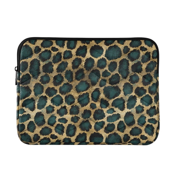 FORMRS 13-13.3 inch Laptop Sleeve Case Soft Carrying Quilted Computer Bag Cover, Green Leopard Print