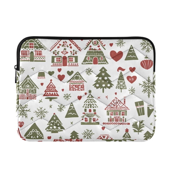 FORMRS 13"-13.3" Laptop Sleeve Protective Case Soft Carrying Quilted Computer Bag Cover, Green Nordic Christmas
