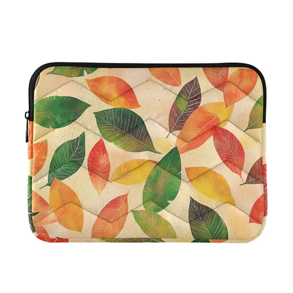 FORMRS 13"-13.3" Laptop Sleeve Protective Case Soft Carrying Quilted Computer Bag Cover, Green Retro Autumn Leaves