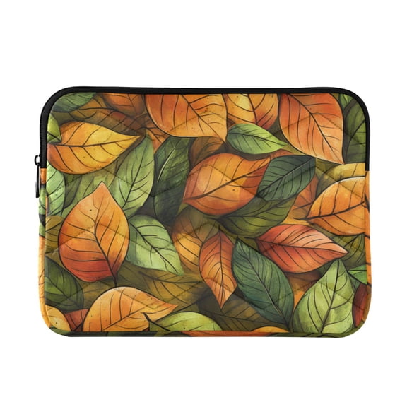 FORMRS 13"-13.3" Laptop Sleeve Protective Case Soft Carrying Quilted Computer Bag Cover, Green Retro Leaves