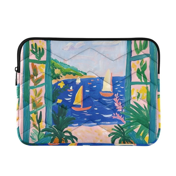 FORMRS 13-13.3 inch Laptop Sleeve Case Soft Carrying Quilted Computer Bag Cover, Green Seaside