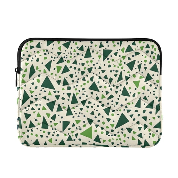 FORMRS 13"-13.3" Laptop Sleeve Protective Case Soft Carrying Quilted Computer Bag Cover, Green Triangles Pattern
