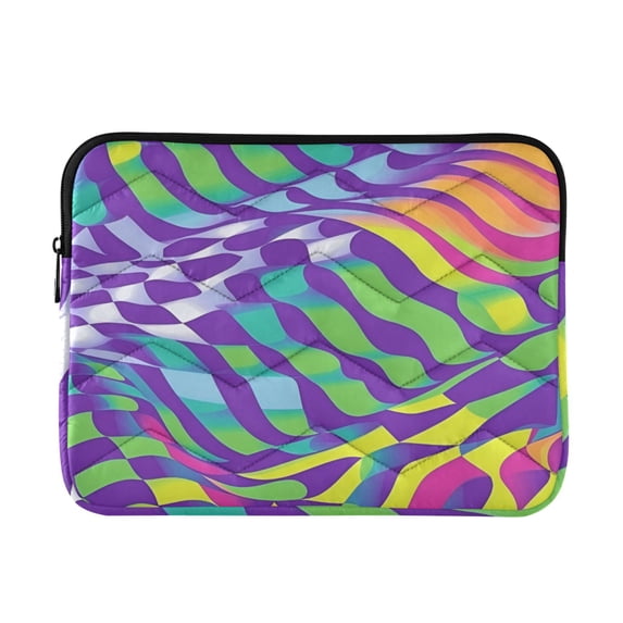 FORMRS 13-13.3 inch Laptop Sleeve Case Soft Carrying Quilted Computer Bag Cover, Green Wavy Pattern