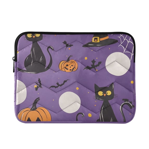 FORMRS 13-13.3 inch Laptop Sleeve Case Soft Carrying Quilted Computer Bag Cover, Halloween Black Cat