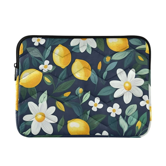 FORMRS 13"-13.3" Laptop Sleeve Protective Case Soft Carrying Quilted Computer Bag Cover, Lemon Flowers