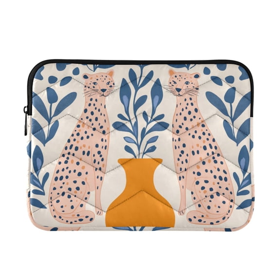 FORMRS 13"-13.3" Laptop Sleeve Protective Case Soft Carrying Quilted Computer Bag Cover, Leopards Leaves