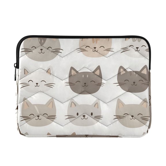 FORMRS 13-13.3 inch Laptop Sleeve Case Soft Carrying Quilted Computer Bag Cover, Light Gray Cat Pattern