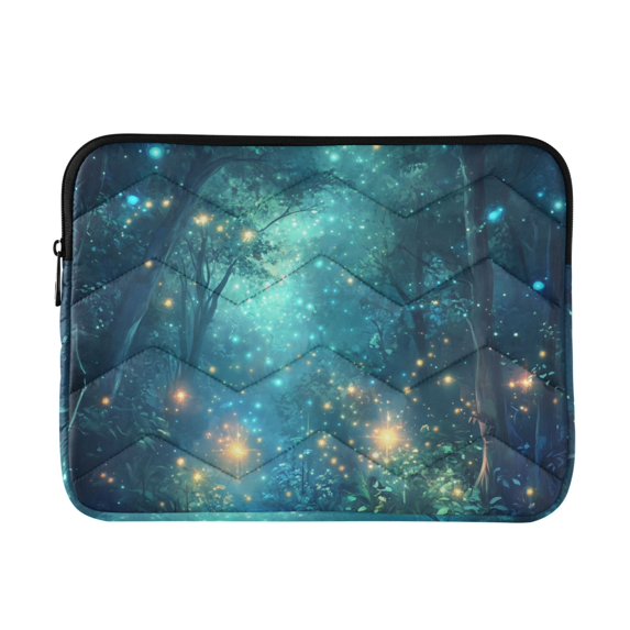 FORMRS 13-13.3 inch Laptop Sleeve Case Soft Carrying Quilted Computer Bag Cover, Magical Forest Glowing Lights