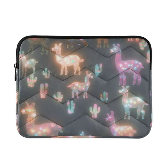 FORMRS 13"-13.3" Laptop Sleeve Protective Case Soft Carrying Quilted Computer Bag Cover, Neon Llamas Pattern