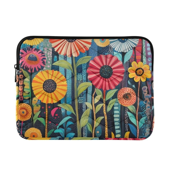 FORMRS 13-13.3 inch Laptop Sleeve Case Soft Carrying Quilted Computer Bag Cover, Orange Colorful Flowers