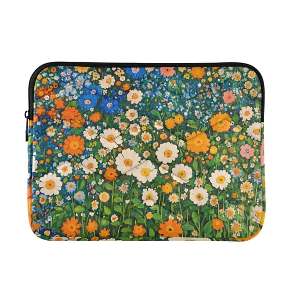 FORMRS 13"-13.3" Laptop Sleeve Protective Case Soft Carrying Quilted Computer Bag Cover, Orange Floral Garden