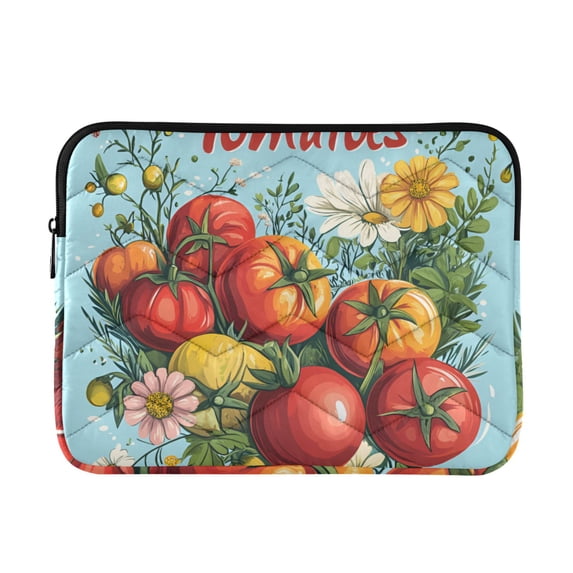 FORMRS 13-13.3 inch Laptop Sleeve Case Soft Carrying Quilted Computer Bag Cover, Orange Floral Tomatoes