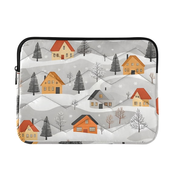 FORMRS 13-13.3 inch Laptop Sleeve Case Soft Carrying Quilted Computer Bag Cover, Orange Snow Houses