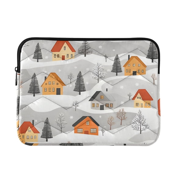 FORMRS 13-13.3 inch Laptop Sleeve Case Soft Carrying Quilted Computer Bag Cover, Orange Snow Houses