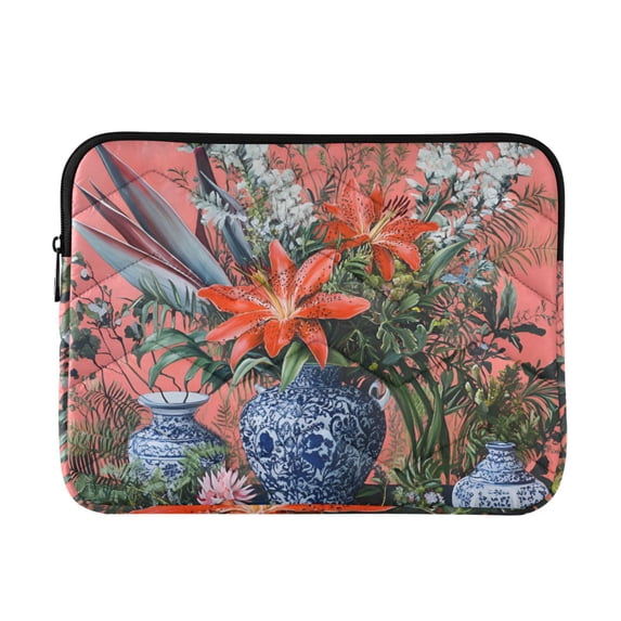 FORMRS 13-13.3 inch Laptop Sleeve Case Soft Carrying Quilted Computer Bag Cover, Orange Vibrant Flowers