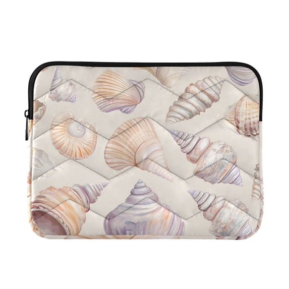 FORMRS 13-13.3 inch Laptop Sleeve Case Soft Carrying Quilted Computer Bag Cover, Orange Watercolor Seashells