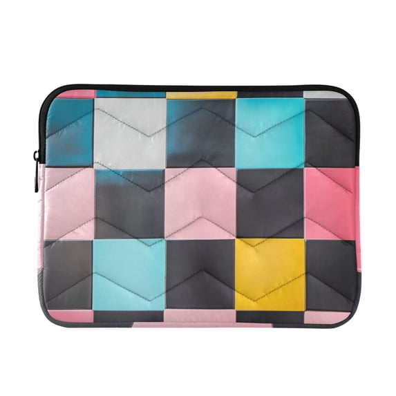 FORMRS 13-13.3 inch Laptop Sleeve Case Soft Carrying Quilted Computer Bag Cover, Pink Checkered Pattern