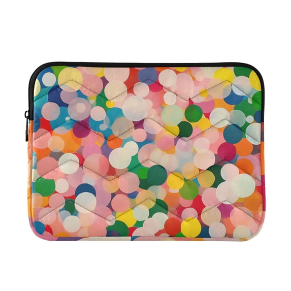FORMRS 13"-13.3" Laptop Sleeve Protective Case Soft Carrying Quilted Computer Bag Cover, Pink Colorful Circles
