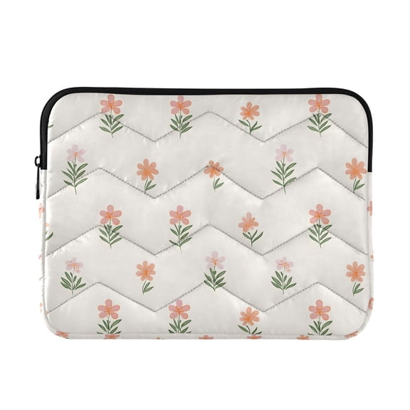 FORMRS 13-13.3 inch Laptop Sleeve Case Soft Carrying Quilted Computer Bag Cover, Pink Flower Pattern